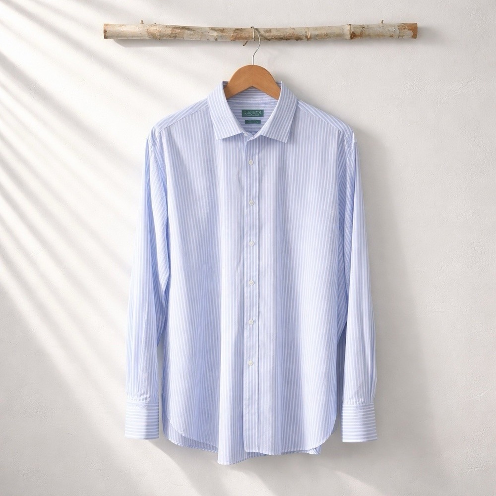 Lauren Ralph Lauren Shirt Men's 3XL‎ 19 34/35 Blue White Striped Supima Cotton